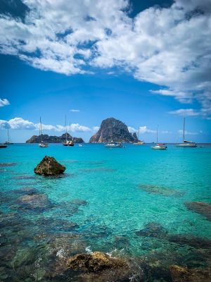 Cala d'Hort Beach with Stunning Es Vedrà View - Ibiza's Iconic Sight